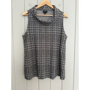 J.Jill Wearever Collection Cowl Neck Sleeveless Top L Large Black White Stretch